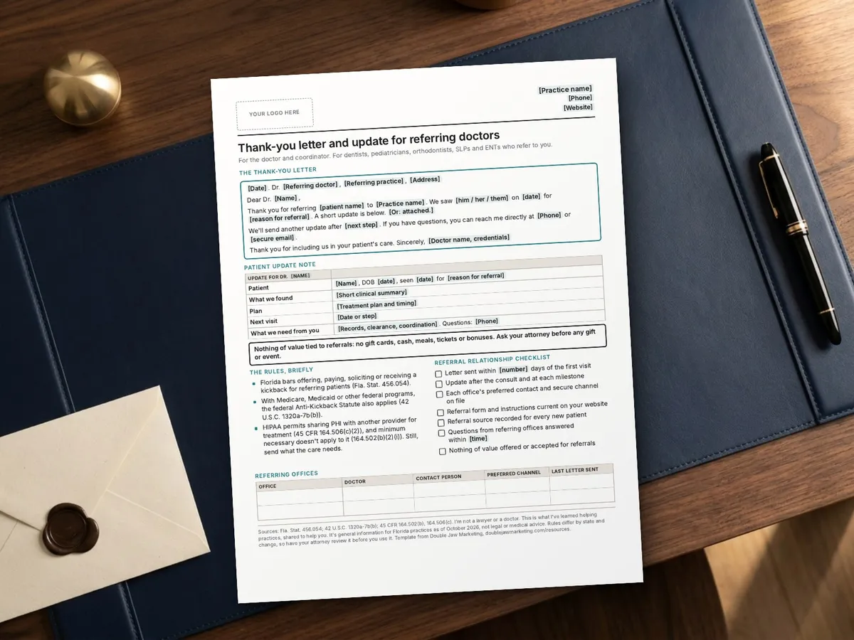 Referring Doctor Thank-You Letter and Patient Update Template