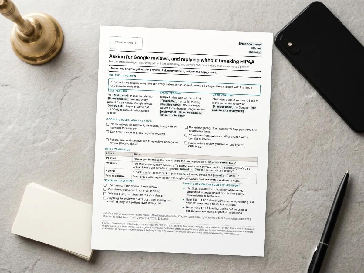 Google Review Requests and HIPAA-Safe Replies for Dental Practices