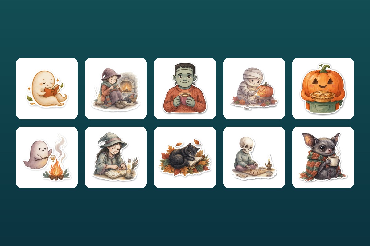 10 Fall Cozy Sticker Prompts