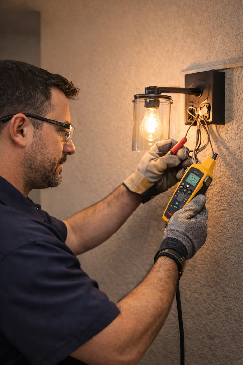 testing electrical current in a lightbulb