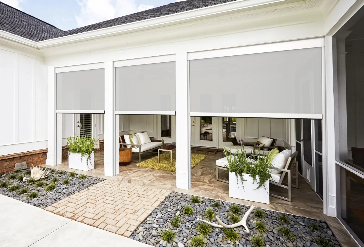 image of patio shades going down