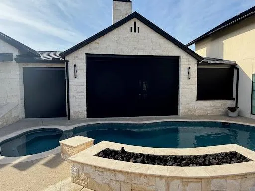 electric motorized shade install outside patio