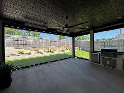 electric motorized shade install outside patio
