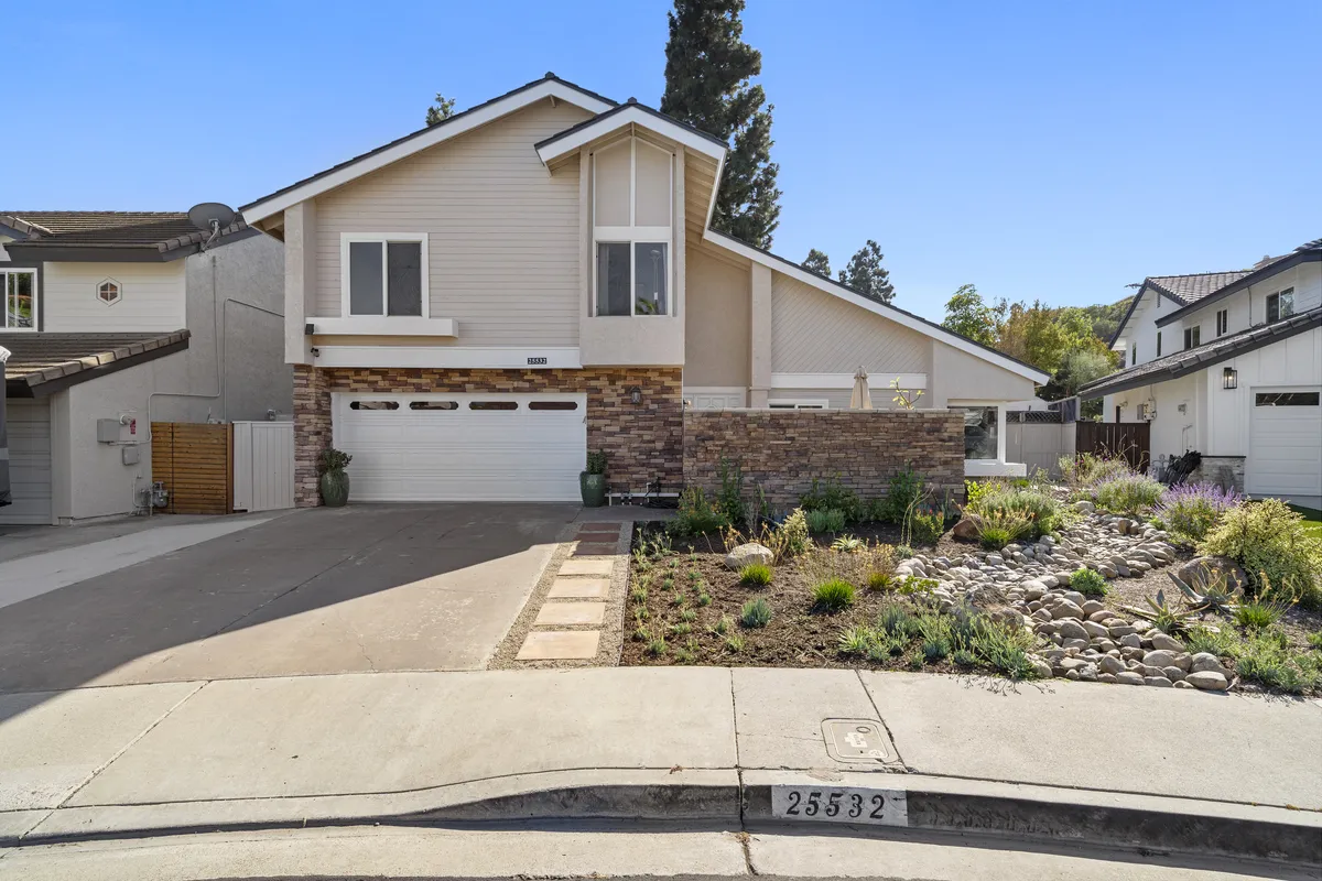 Front exterior of 25532 Leeward Drive, a four-bedroom home in Dana Point, California.