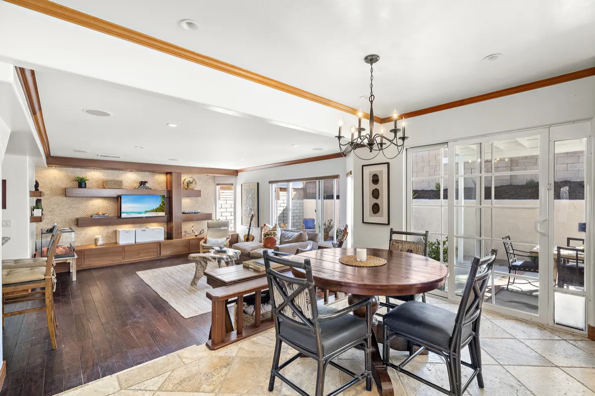 Interior entertaining area at 25532 Leeward Drive featuring custom built-ins and architectural finishes.