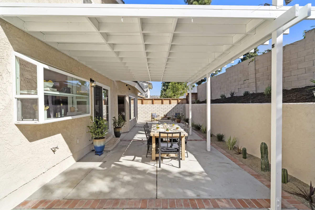 Covered outdoor patio at 25532 Leeward Drive, a single-family home in Dana Point, California.