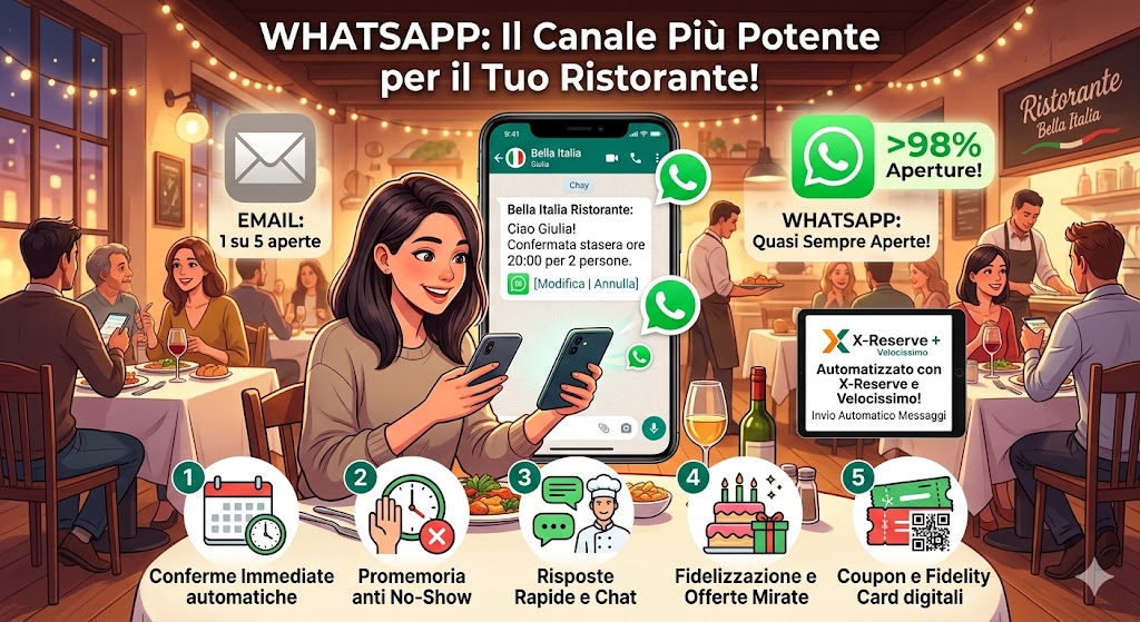 WhatsApp per ristoranti: conferme prenotazione e fidelizzazione automatica