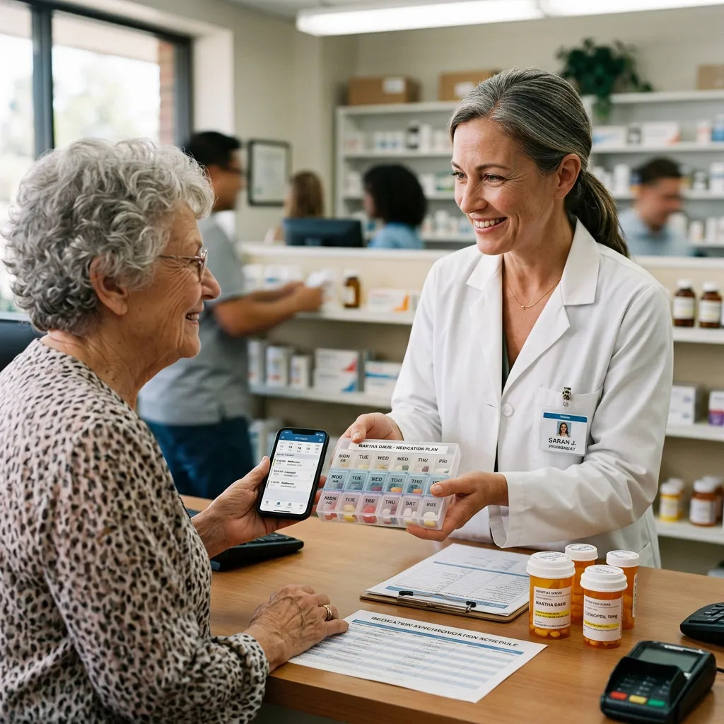 Friendly local pharmacist assisting with medication management in Katy, TX