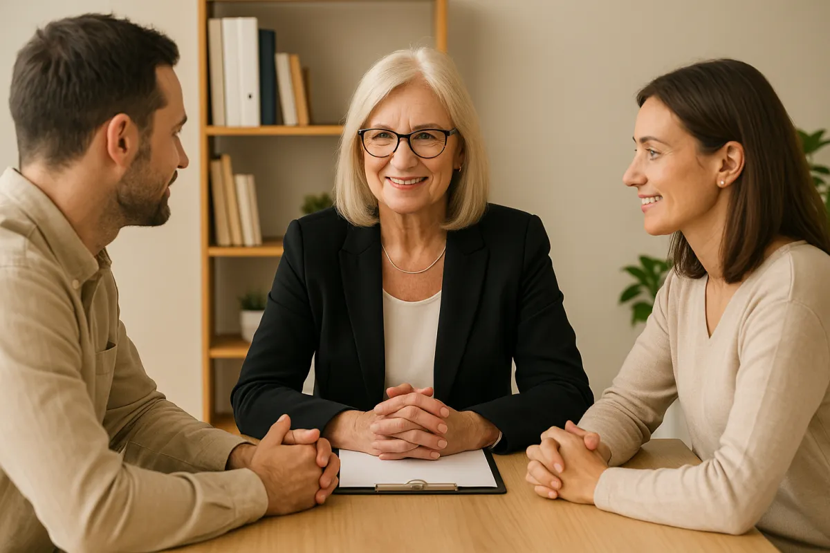 A married couple seeing a divorce mediator.