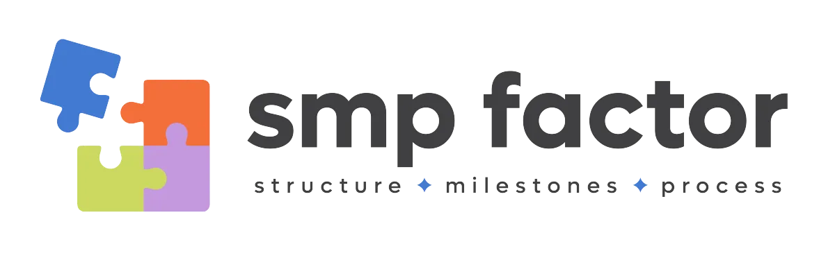 SMP Factor Logo, missing piece solved, structure, milestones, process
