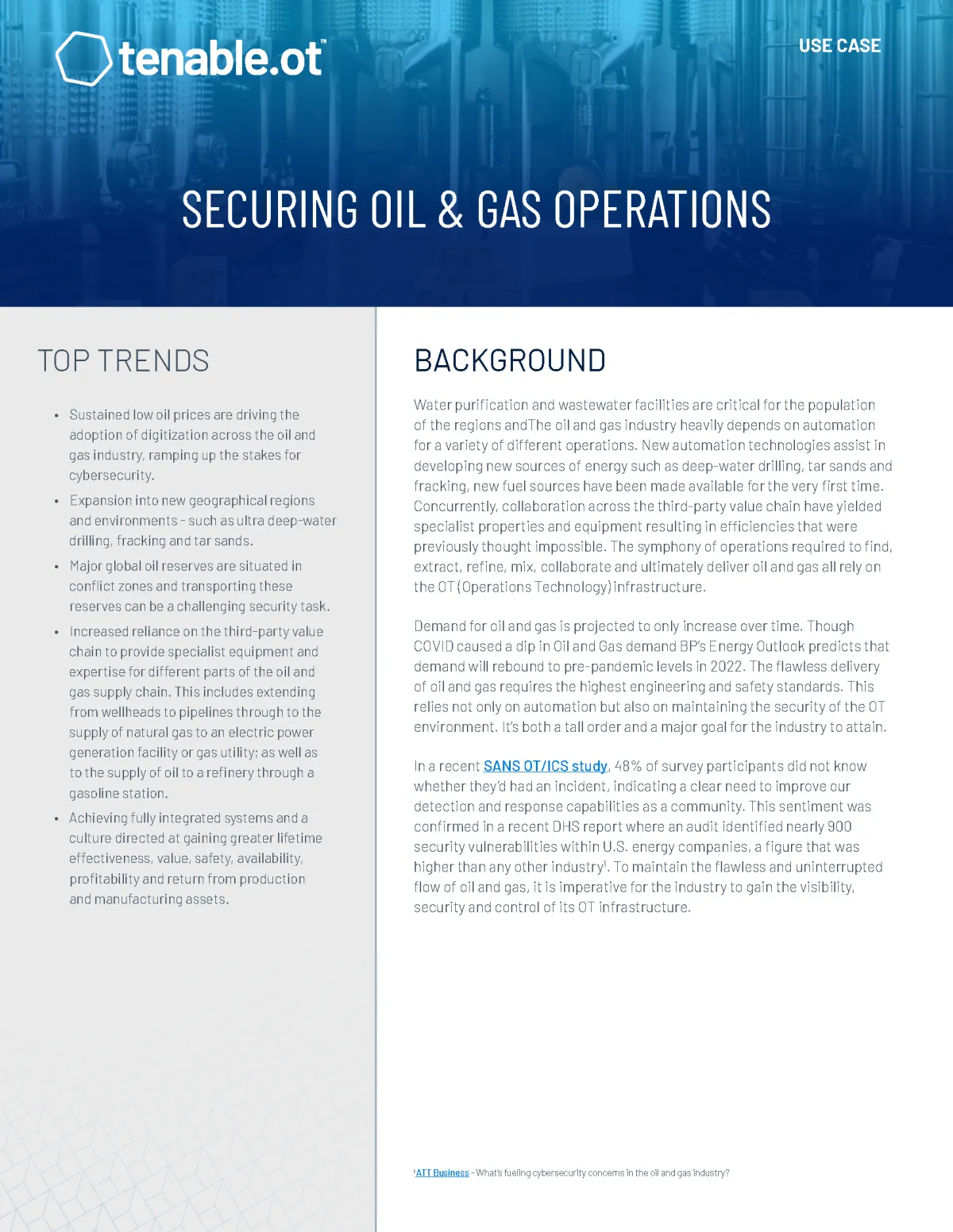 Case Study: Tenable.ot Oil & Gas