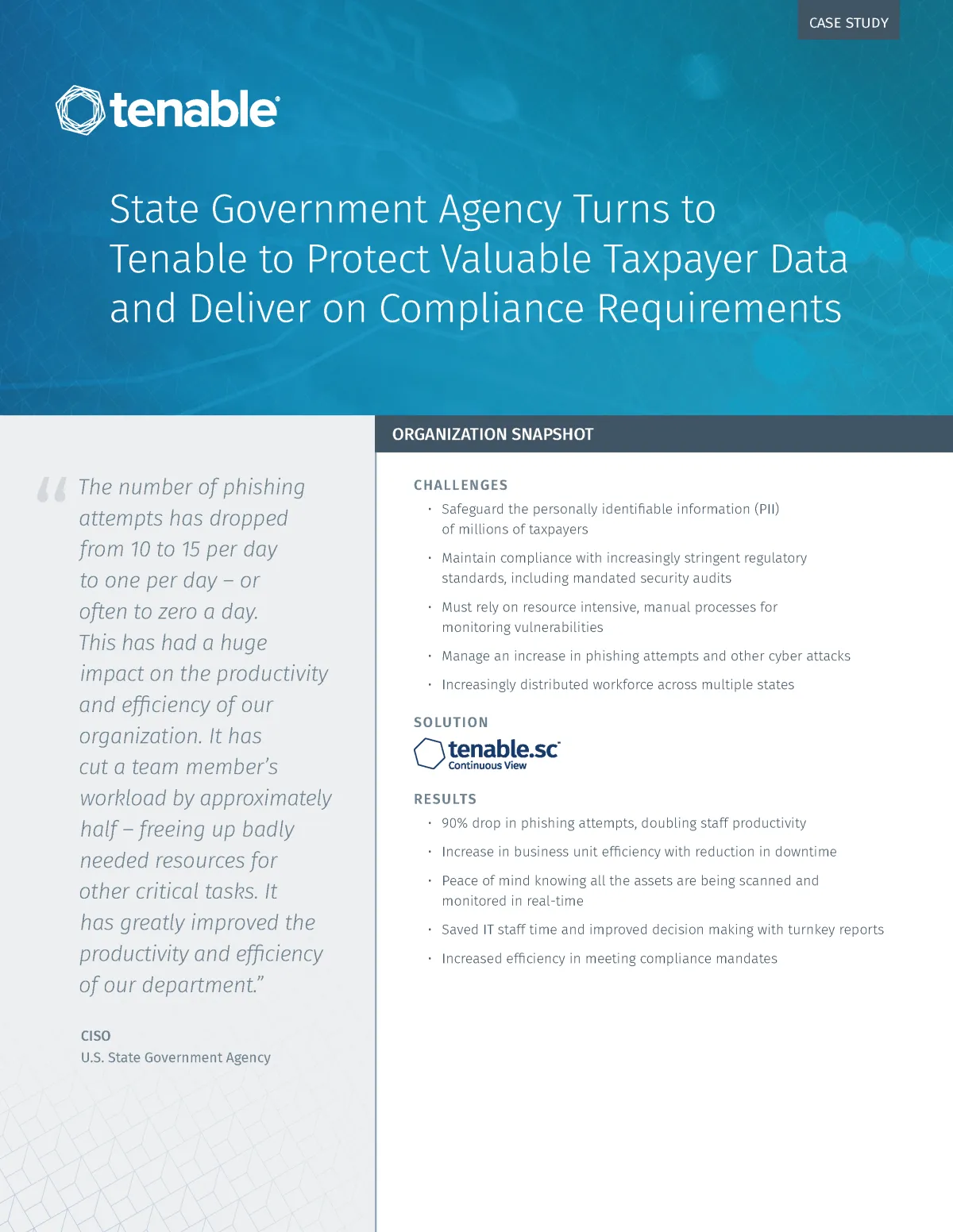 Case Study: US State Government Agency and Tenable.sc