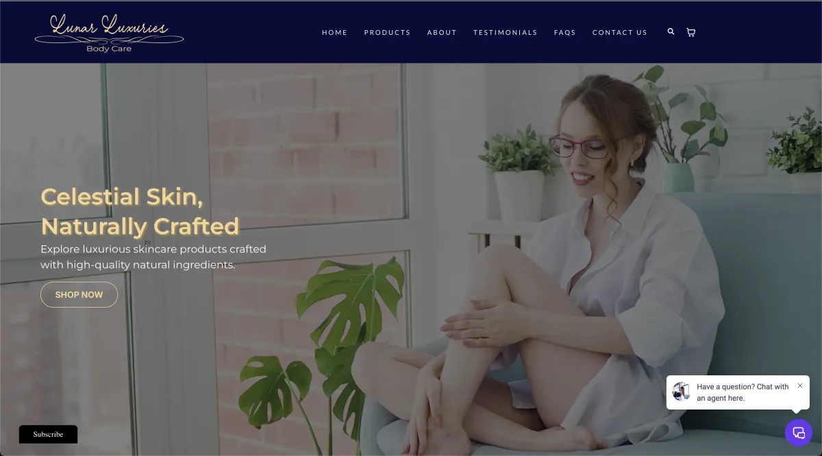 Lunar Luxuries Body Care Website Homepage