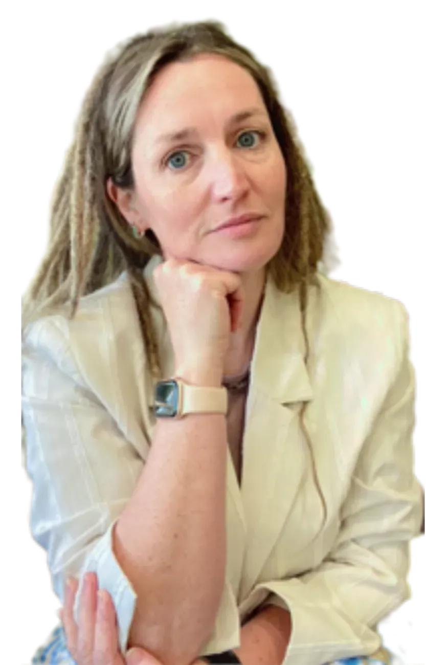 Portrait of Maya Rowan, founder, smiling in natural light