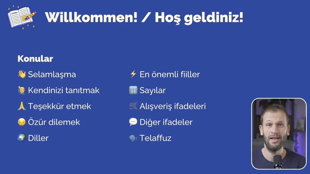 A1 mini kursu screenshot (konular)