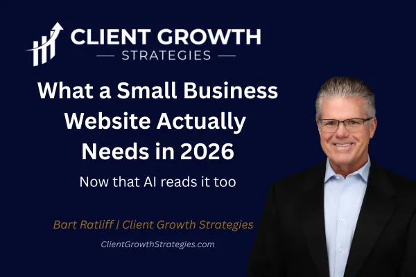 What a Small Business Website Actually Needs in 2026, Client Growth Strategies article cover
