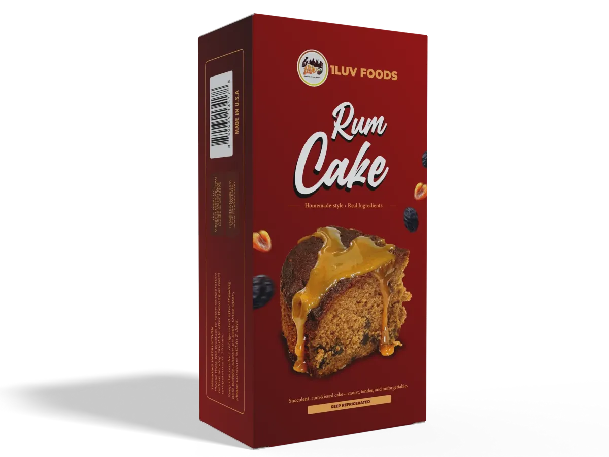 A freshly baked premium rum cake on an artisanal surface