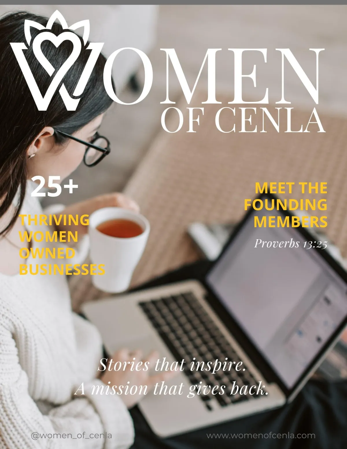 Editorial portrait of a woman smiling by a sunlit window in a modern home office.