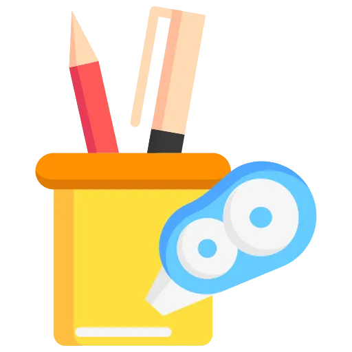 Írószerek, tollak és asztali irodai kiegészítők kategória ikonja.