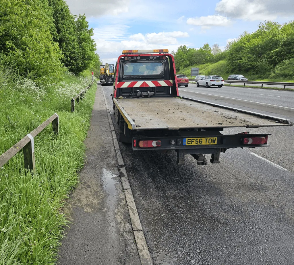 Our motorway recovery truck just outside of Oxford