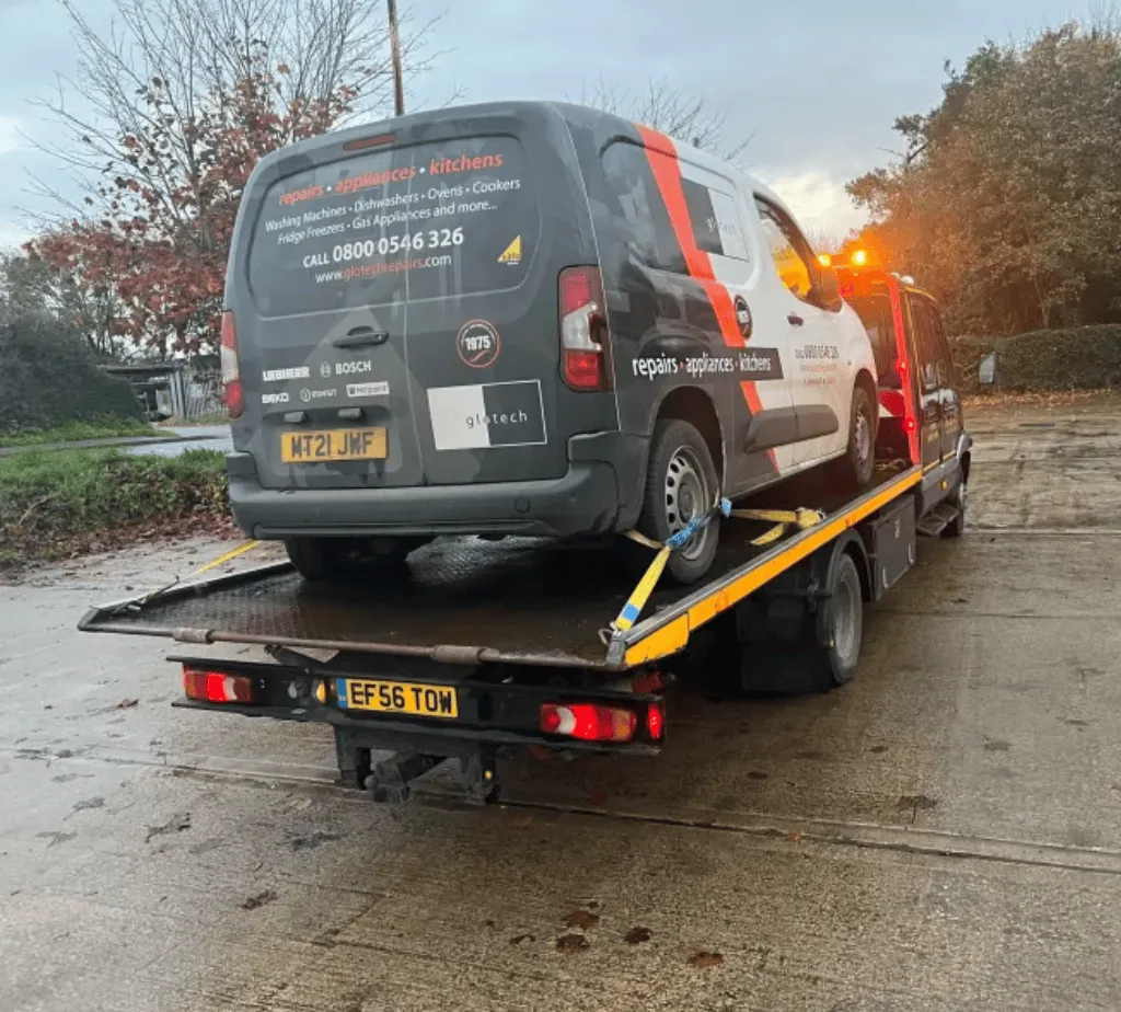 Our tow truck in Oxford towing a van