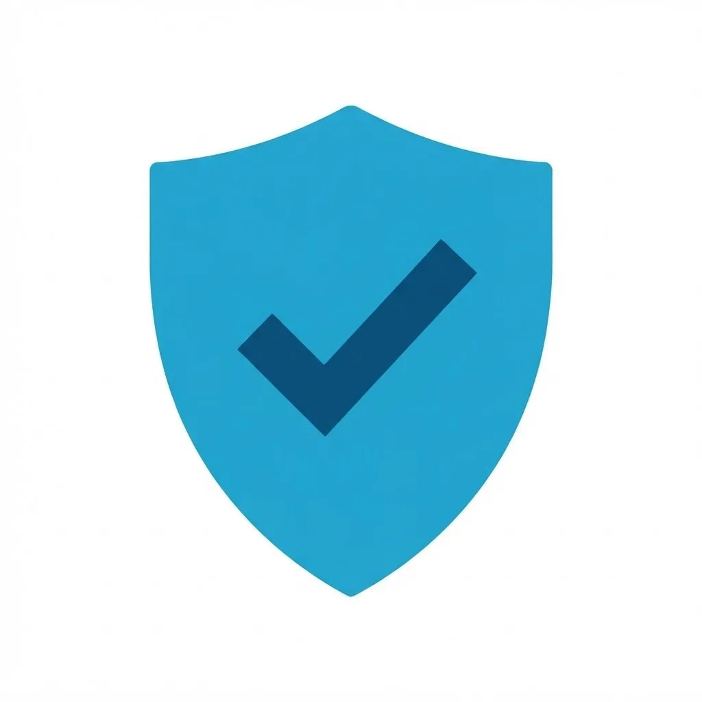 Flat illustration of a shield with a checkmark, representing broker regulation bodies ASIC, FCA, and CySEC for EA traders