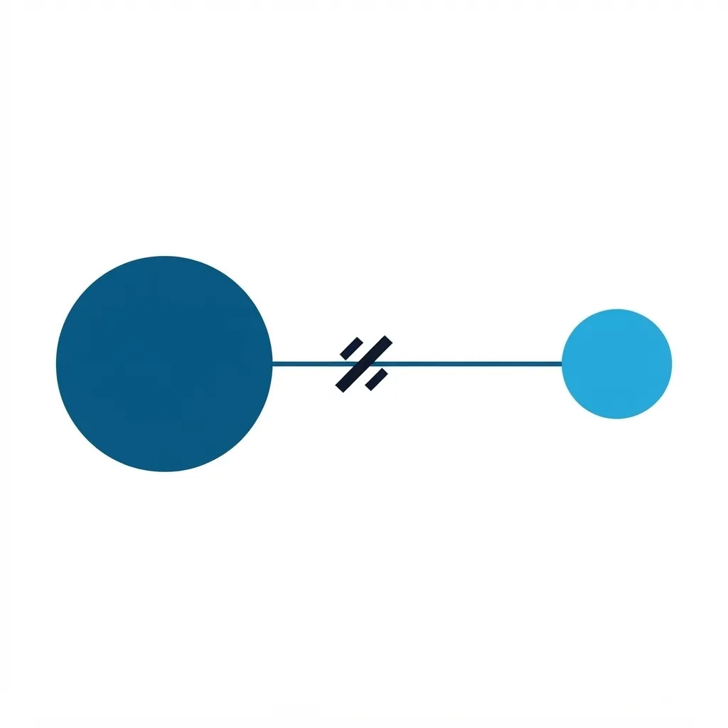 Flat illustration of two connected circles with a scaling icon between them, representing proportional lot sizing in copy trading