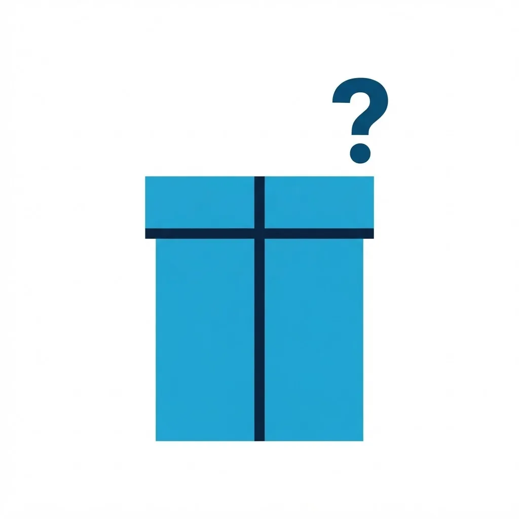 Flat illustration of a gift box icon with a question mark above it, representing the hidden costs of free Expert Advisors
