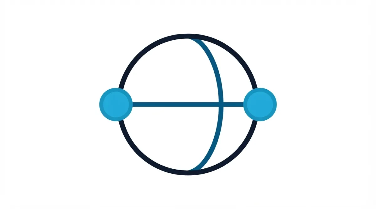 Flat illustration of a globe with two orbiting circles, representing an introduction to the forex markets for beginners.