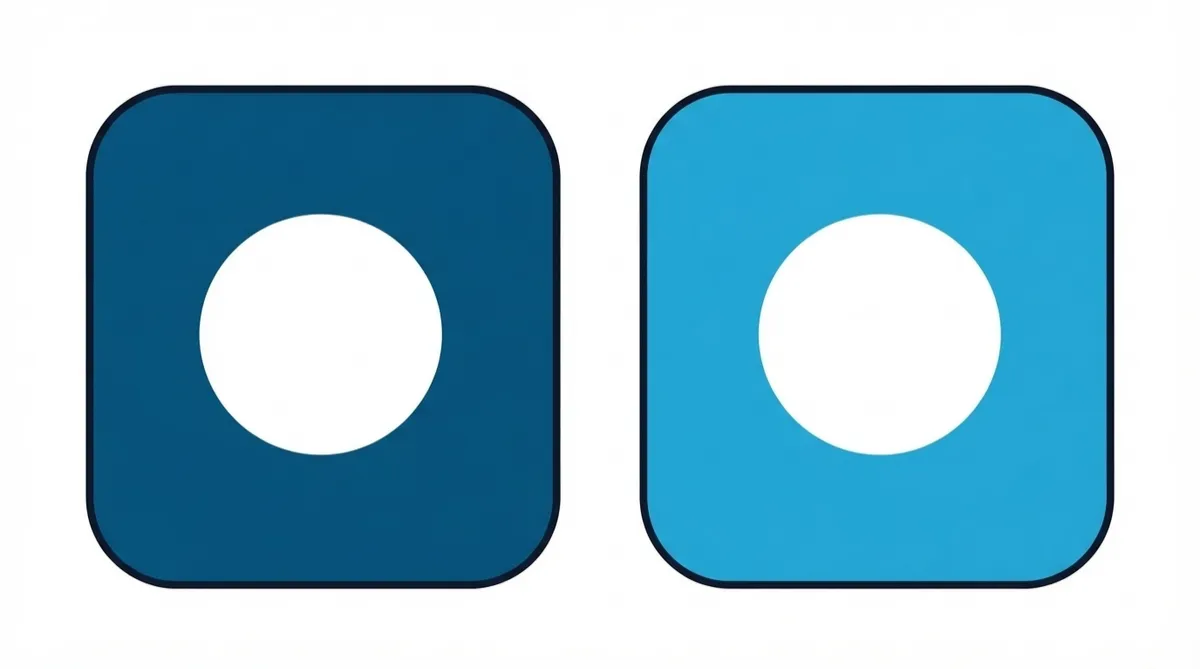 Flat illustration of two separated navy and teal rectangles each holding a white circle, for segregated client accounts.