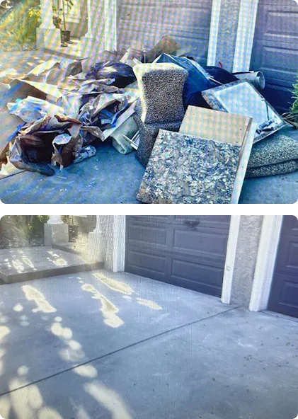 First image- A person wiping the dashboard of a car. Second Image - A person vacuuming the floor of a car  