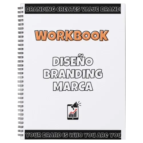 Imagen portada “Workbook Diseño Branding Marca”, herramienta clave para definir la identidad visual para redes sociales de nuestros negocios.