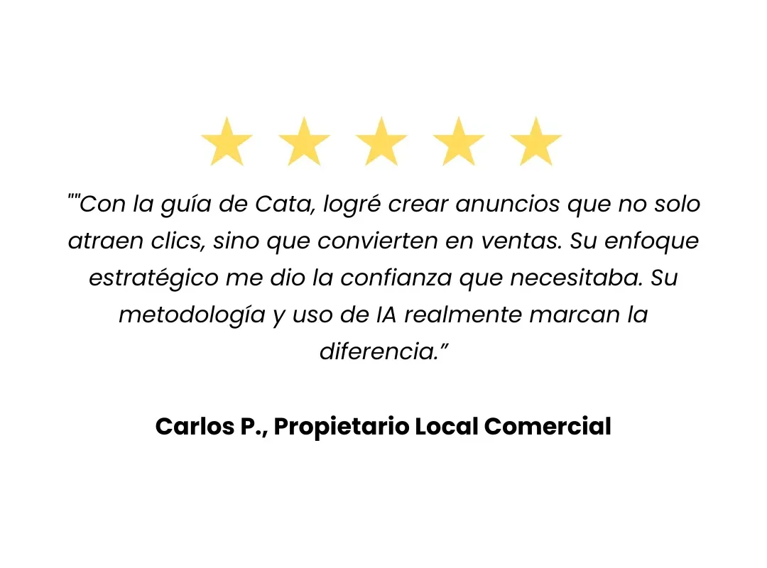 Imagen testimonio @adflowsolutions servicio consultoría publicidad online. Carlos P,. Propietario Local Comercial