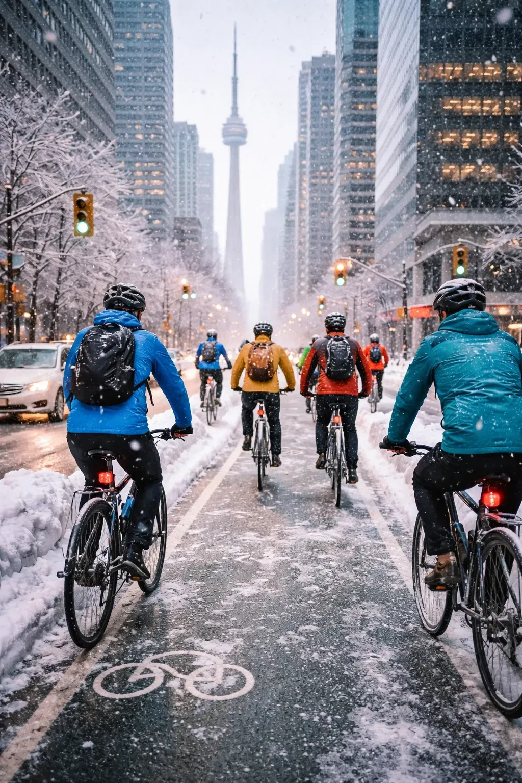 Winter bike riding Toronto