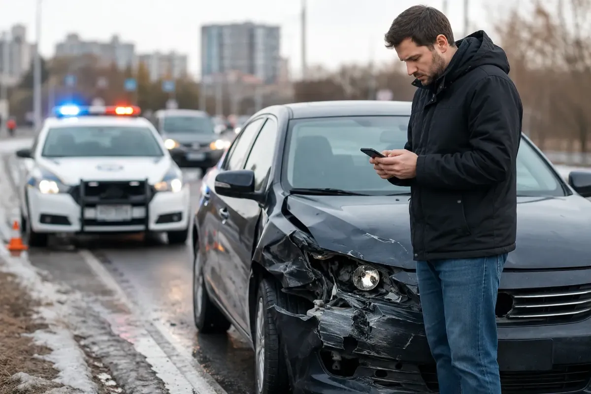 Ontario driver reviewing what to do after a car accident while dealing with insurance, accident benefits, and vehicle damage