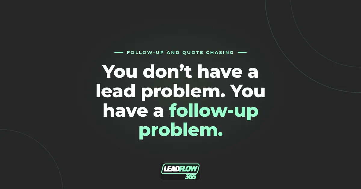 You don't have a lead problem. You have a follow-up problem.