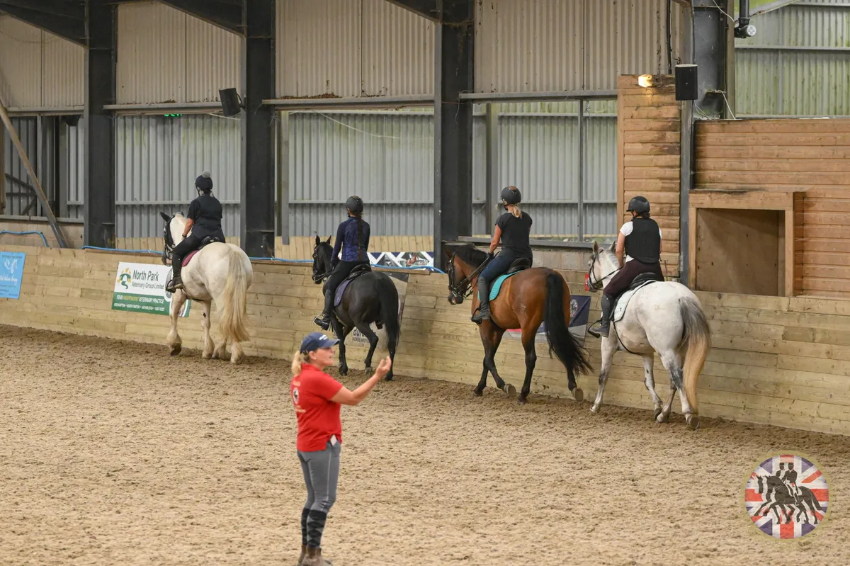 Senga Riches coaching a formation riding team