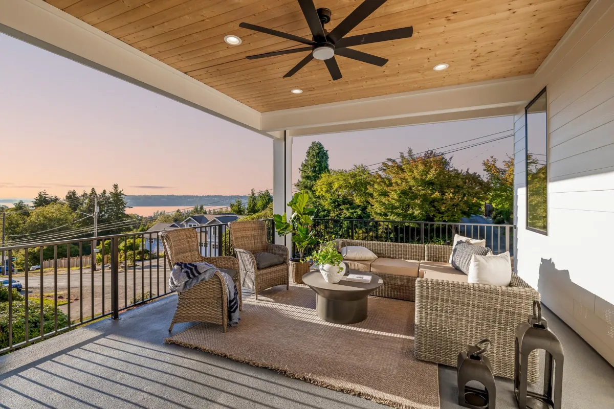 Modern staged living room real estate photo