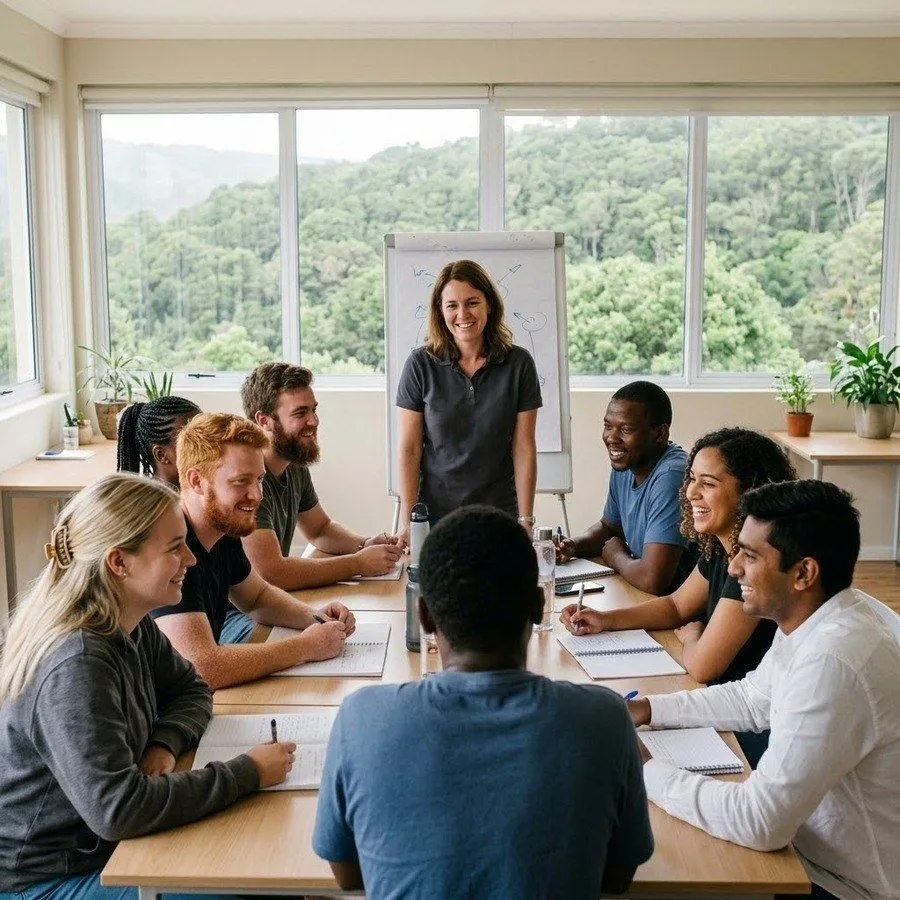 Young adults in a workshop