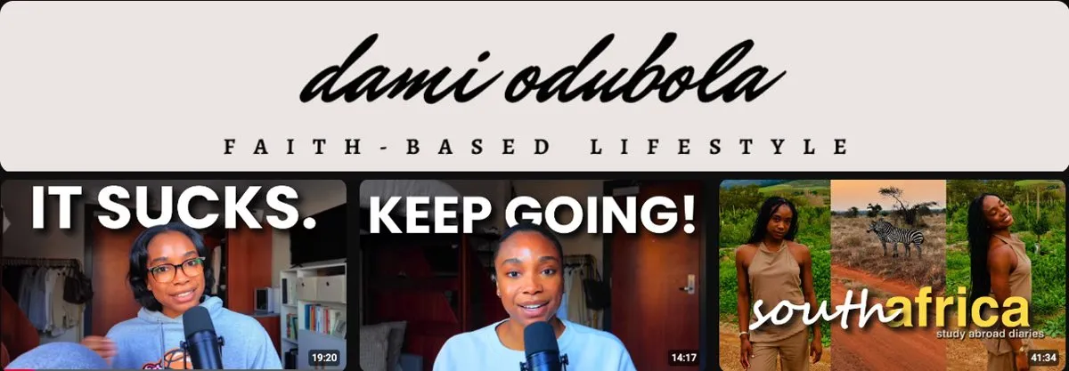 Dami Odubola's YouTube channel