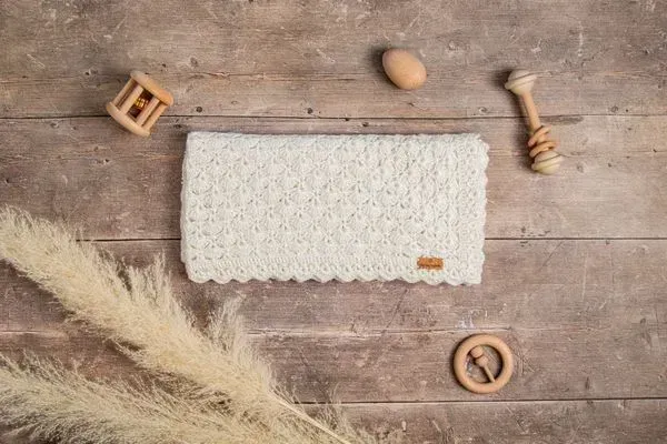 handmade bamboo baby blanket in soft cream colour