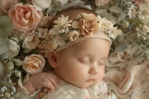 sleeping baby floral