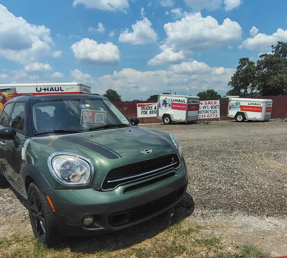 Park-N-Sell vehicle display lot at Mega Space in Bryan, Texas