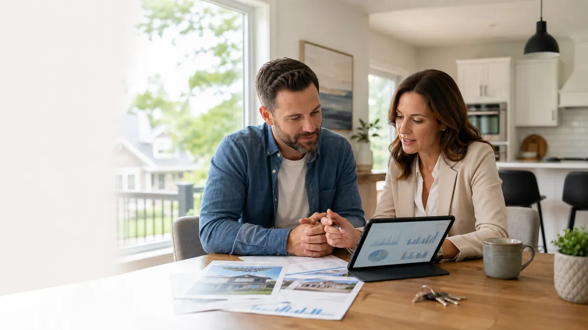 Couple analysant des propriétés pour fixer le bon prix