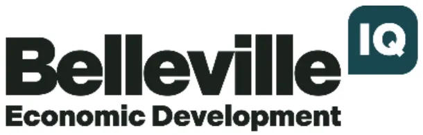Belleville Economic Development logo with bold black text and a teal “IQ” icon, representing business growth in the region.