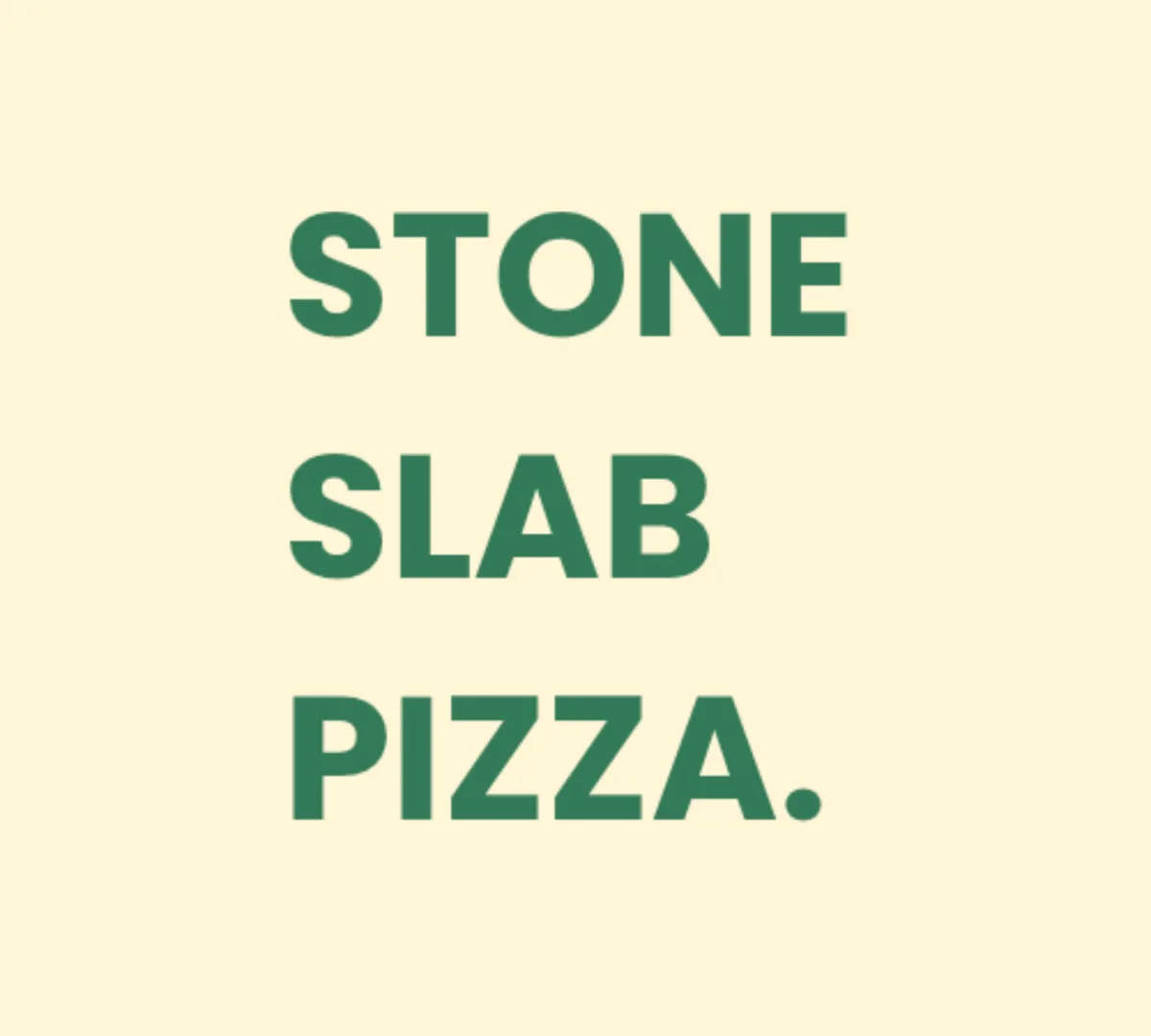 Stone Slab Pizza menu board listing Neapolitan-style pizzas displayed in a blue shipping container window at Pop-Ups on the Bay in Belleville, ON