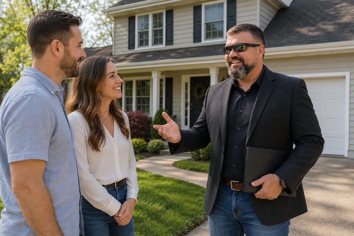 Mike holding a SOLD real estate sign