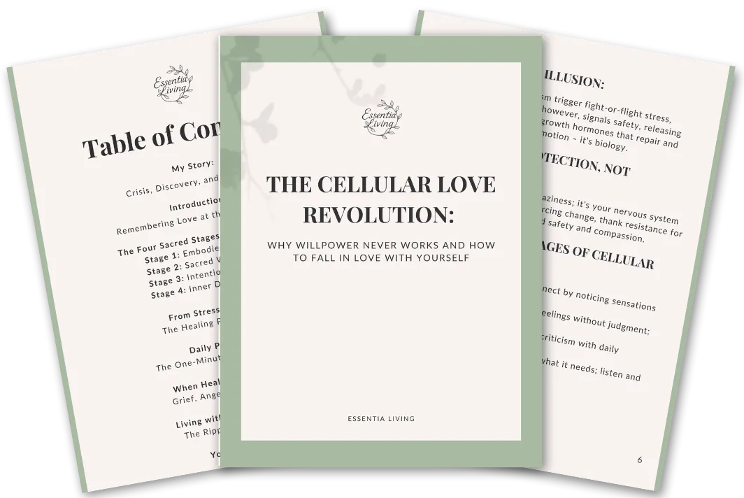 Free ebook: The Cellular Love Revolution – Why willpower never works and how to fall in love with yourself. Learn self-love practices, daily resets, and cellular healing.