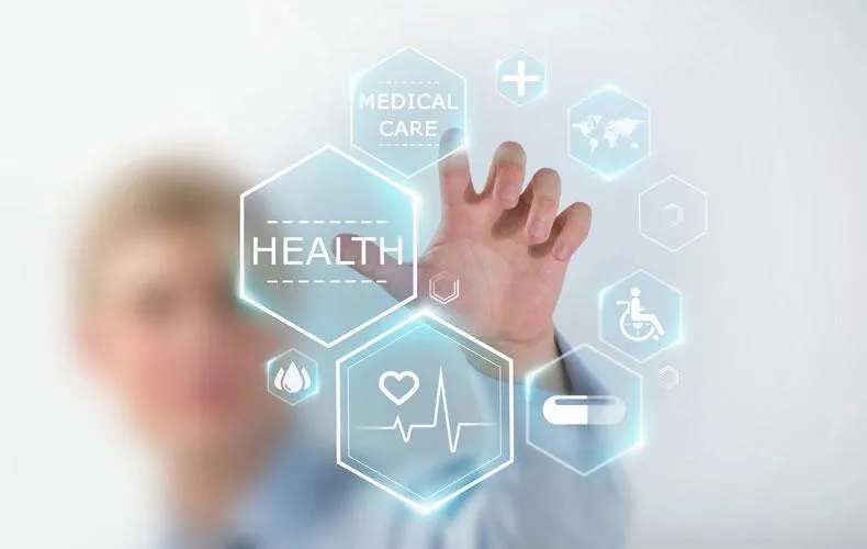 Hand touching virtual medical icons, symbolizing advanced, integrative health assessments at Naturopathic Physicians Group serving Phoenix and Scottsdale.