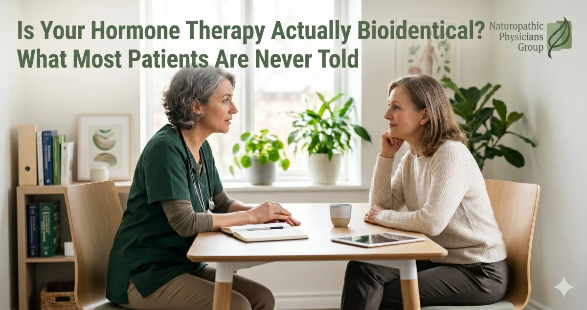  Woman speaking with a naturopathic doctor about bioidentical hormone therapy in Scottsdale 